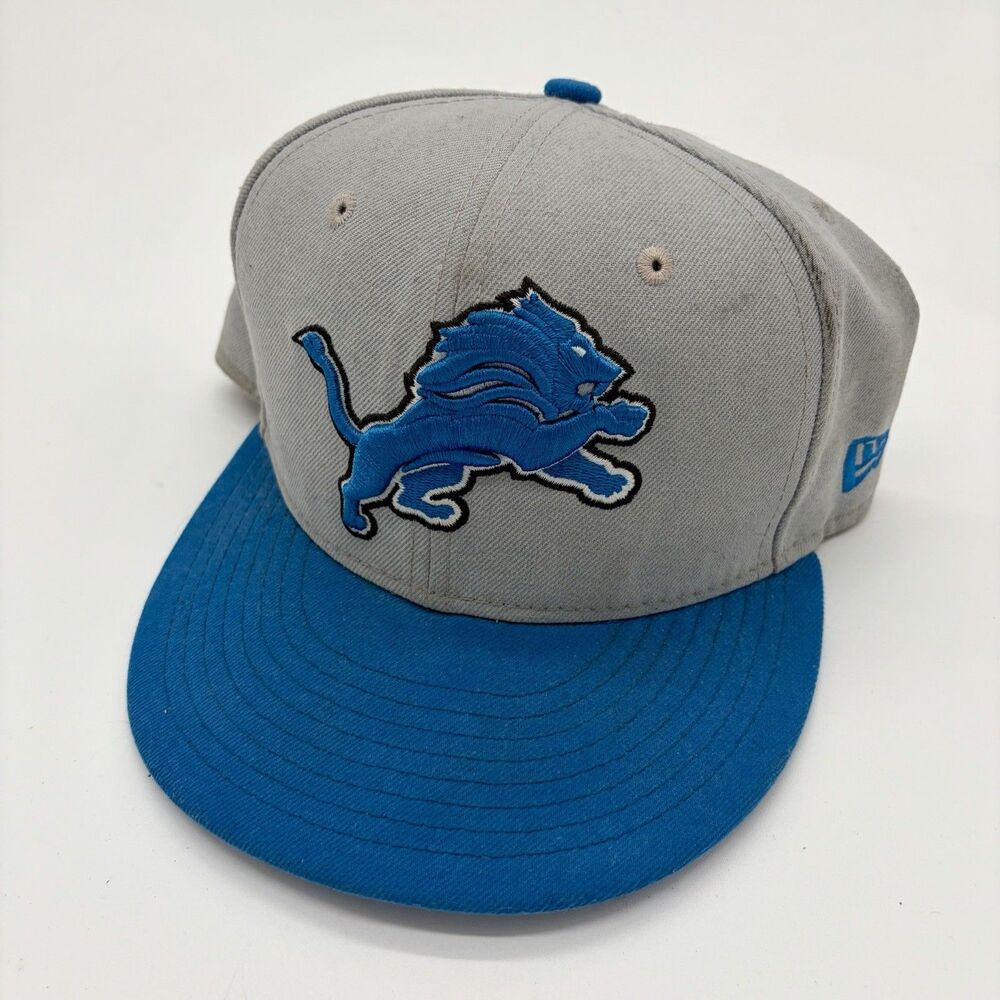 Detroit Lions New Era 59FIFTY On Field Fitted Hat Gray Blue Size 7 1/2